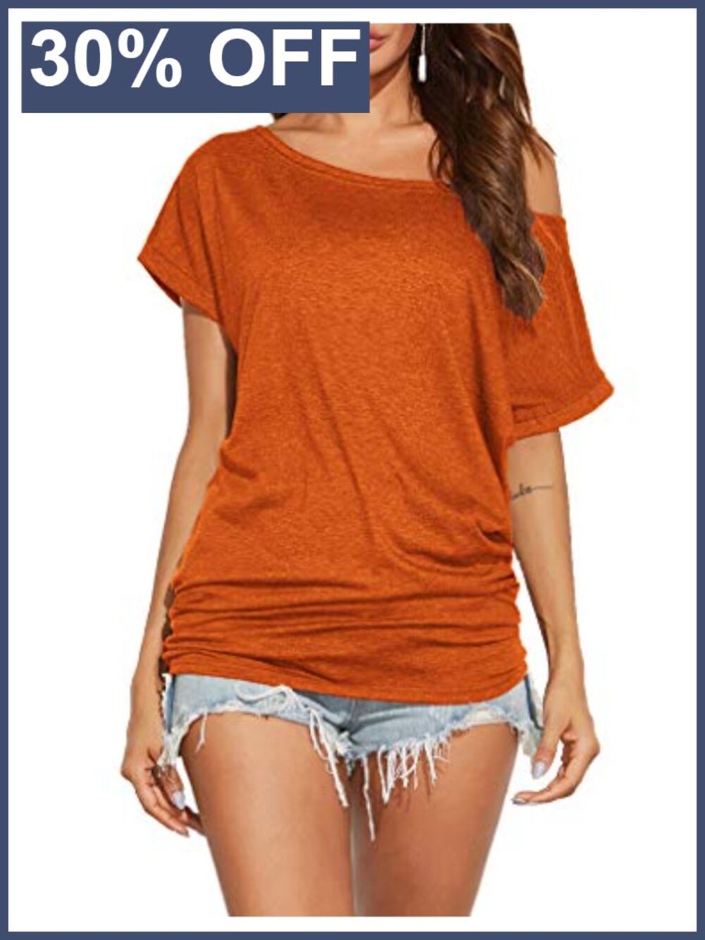 Off Shoulder Loose Short Sleeve Tunic Top
